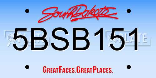 5BSB151 South Dakota License Plate