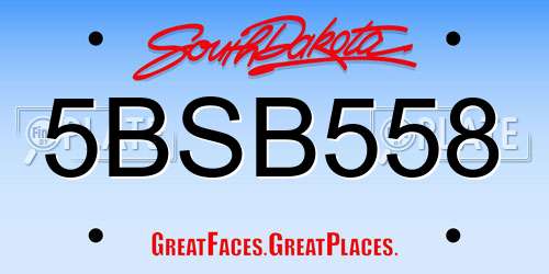 5BSB558 South Dakota License Plate