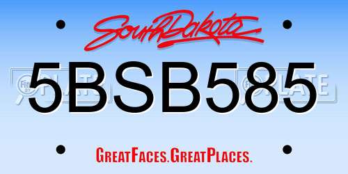 5BSB585 South Dakota License Plate