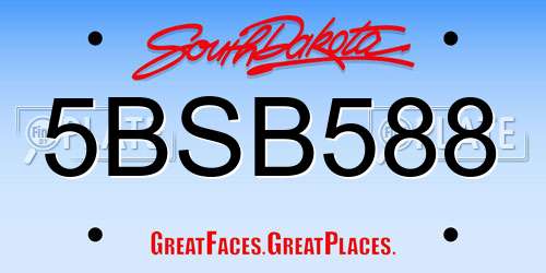 5BSB588 South Dakota License Plate