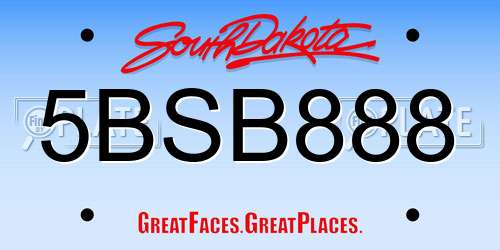 5BSB888 South Dakota License Plate
