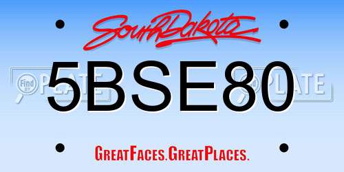 5BSE80 South Dakota License Plate