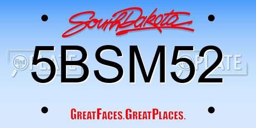 5BSM52 South Dakota License Plate