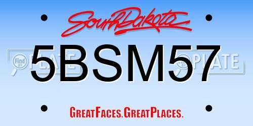 5BSM57 South Dakota License Plate