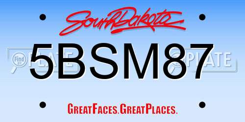 5BSM87 South Dakota License Plate
