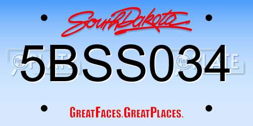 5BSS034 South Dakota License Plate