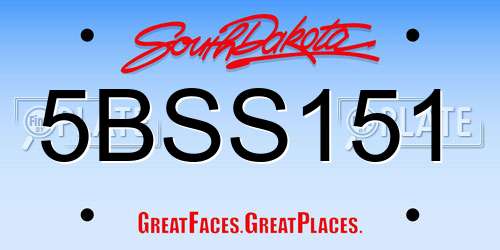 5BSS151 South Dakota License Plate