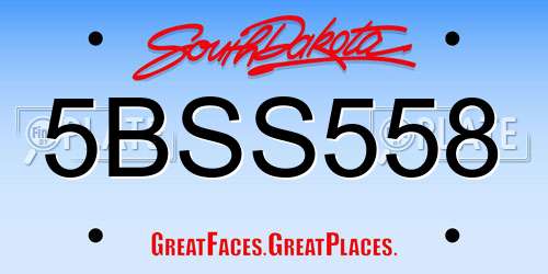 5BSS558 South Dakota License Plate