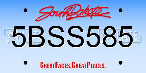 5BSS585 South Dakota License Plate
