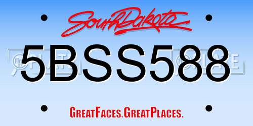 5BSS588 South Dakota License Plate