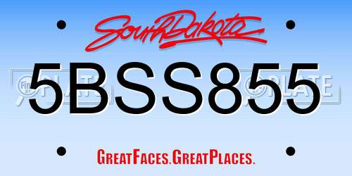 5BSS855 South Dakota License Plate