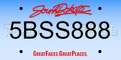 5BSS888 South Dakota License Plate