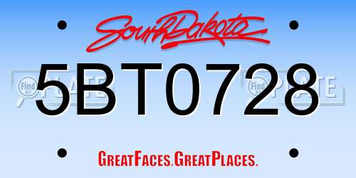 5BT0728 South Dakota License Plate