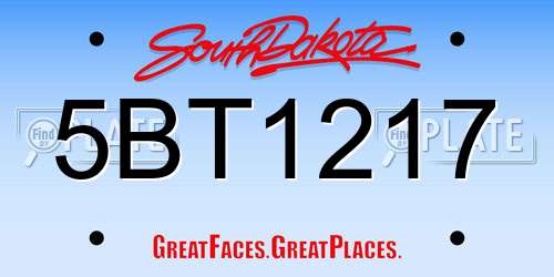 5BT1217 South Dakota License Plate