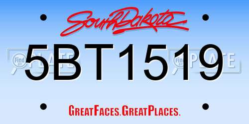 5BT1519 South Dakota License Plate