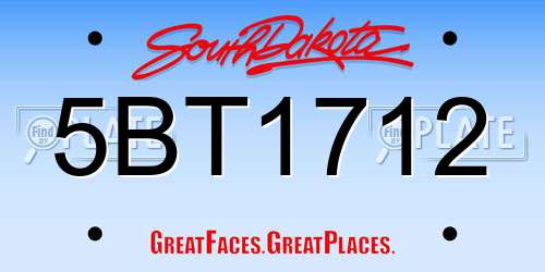 5BT1712 South Dakota License Plate