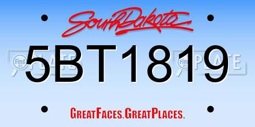 5BT1819 South Dakota License Plate