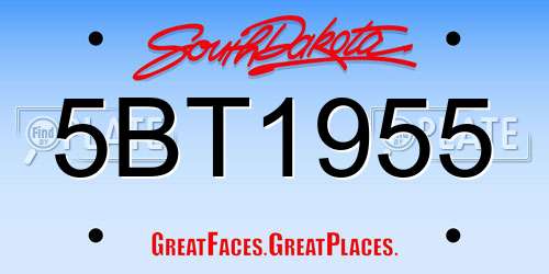 5BT1955 South Dakota License Plate
