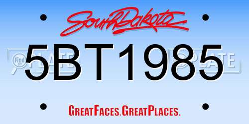 5BT1985 South Dakota License Plate