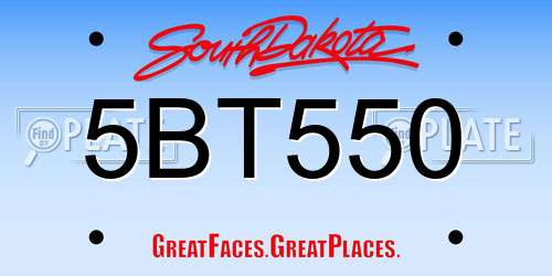 5BT550 South Dakota License Plate