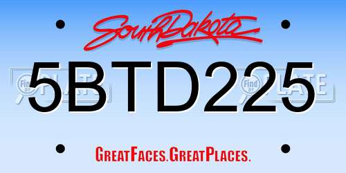 5BTD225 South Dakota License Plate