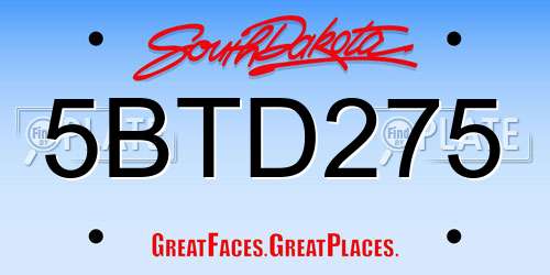 5BTD275 South Dakota License Plate