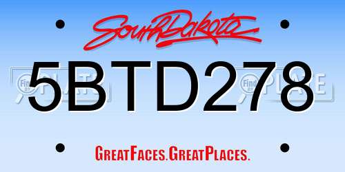 5BTD278 South Dakota License Plate