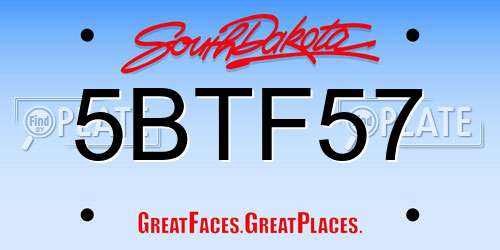 5BTF57 South Dakota License Plate