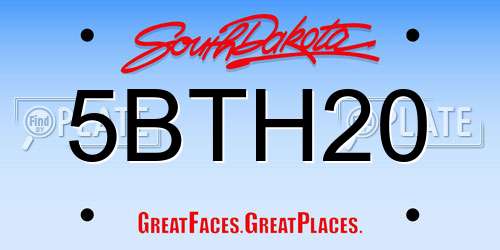 5BTH20 South Dakota License Plate