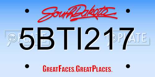 5BTI217 South Dakota License Plate