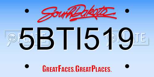 5BTI519 South Dakota License Plate