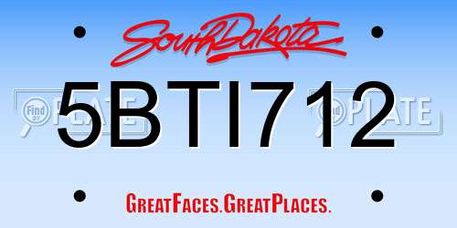 5BTI712 South Dakota License Plate