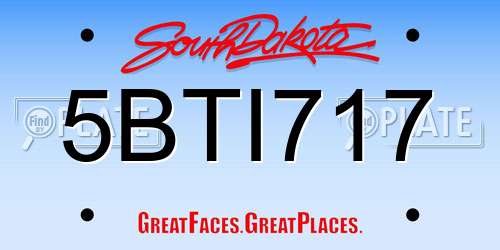 5BTI717 South Dakota License Plate