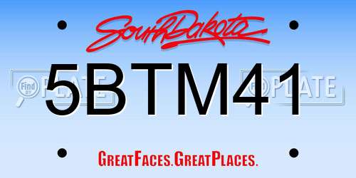 5BTM41 South Dakota License Plate