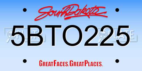 5BTO225 South Dakota License Plate