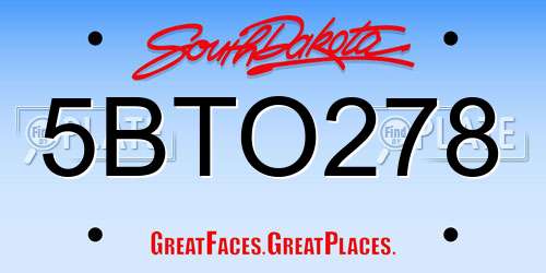 5BTO278 South Dakota License Plate