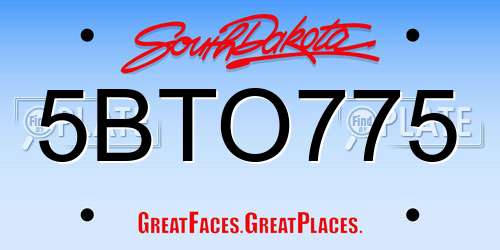 5BTO775 South Dakota License Plate