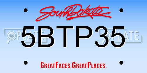 5BTP35 South Dakota License Plate