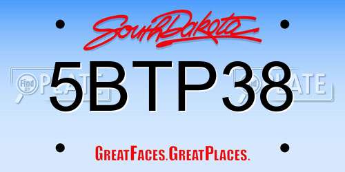5BTP38 South Dakota License Plate