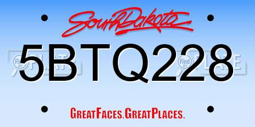 5BTQ228 South Dakota License Plate