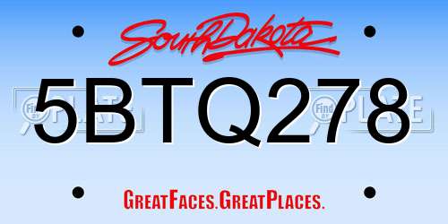 5BTQ278 South Dakota License Plate