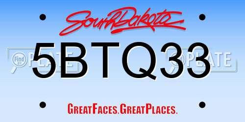 5BTQ33 South Dakota License Plate
