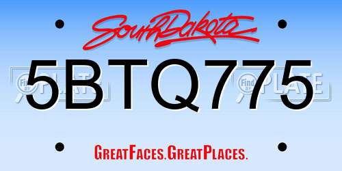 5BTQ775 South Dakota License Plate