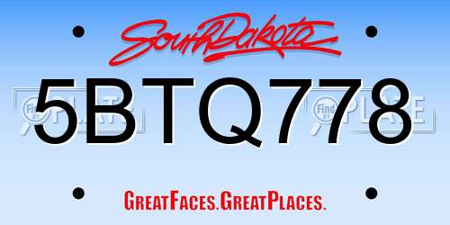 5BTQ778 South Dakota License Plate