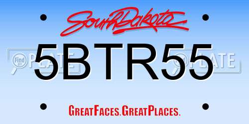 5BTR55 South Dakota License Plate