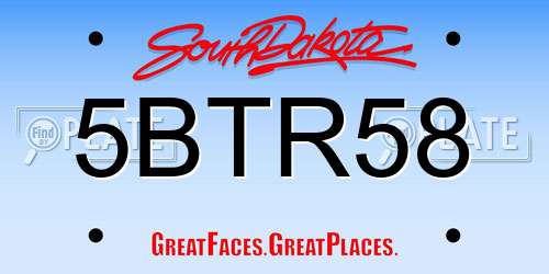 5BTR58 South Dakota License Plate
