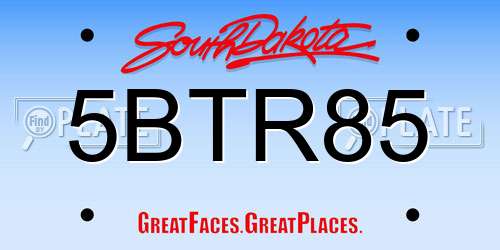 5BTR85 South Dakota License Plate