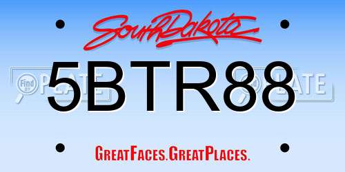 5BTR88 South Dakota License Plate
