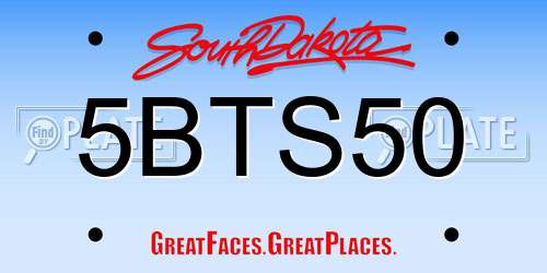 5BTS50 South Dakota License Plate