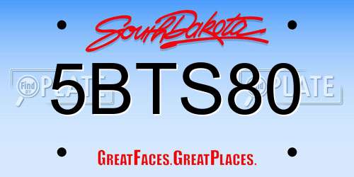 5BTS80 South Dakota License Plate